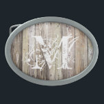 Rustic Wood Monogrammed Belt Buckle<br><div class="desc">This photograph captures the rustic charm of weathered dock boards, each with its own story etched into the graining, knots, and patina of years spent exposed to sun, salt, and rain. The soft blend of grayish taupe, with hints of dark brown, green, and white, creates an elegant yet laid-back palette—perfect...</div>