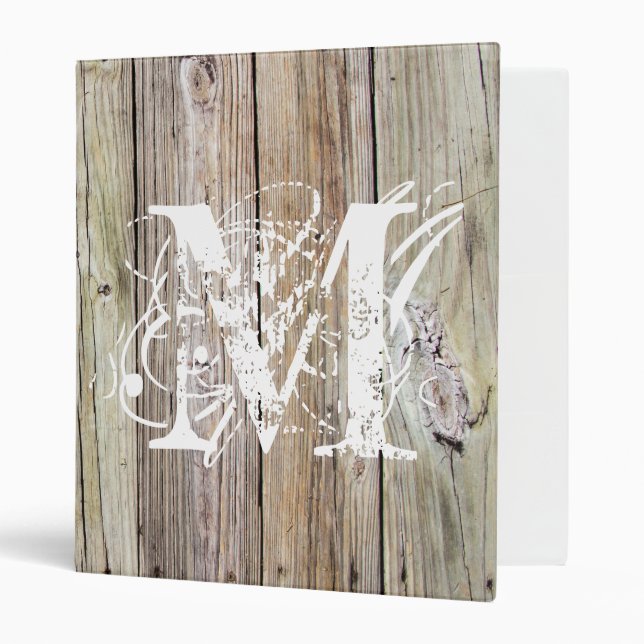 Rustic Wood Monogrammed Binder (Front/Inside)