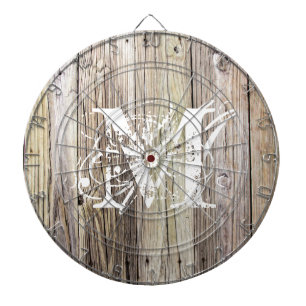Rustic Wood Monogrammed Dartboard