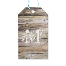 Rustic Wood Monogrammed Gift Tags