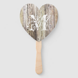 Rustic Wood Monogrammed Hand Fan