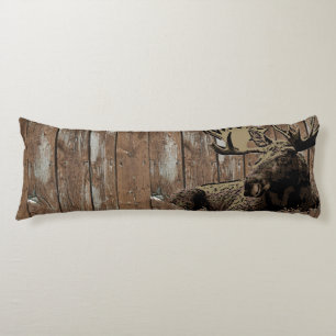 Rustic wood moose body pillow