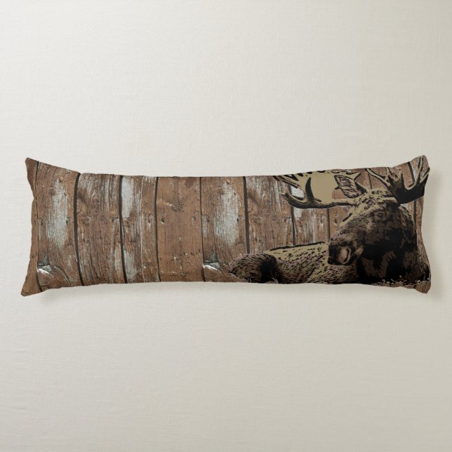 Rustic wood moose body pillow (Front)
