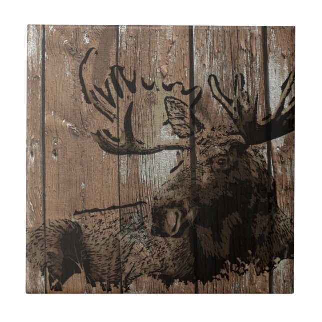Rustic wood moose tile (Front)
