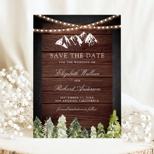 Rustic Wood Mountain Forest Photo Wedding Save The Date