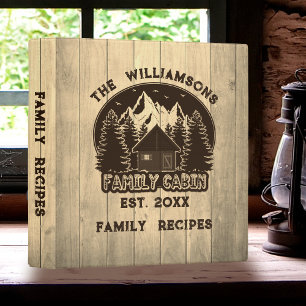 Rustic Wood Nature Family Cabin Receipe Brown Name Binder