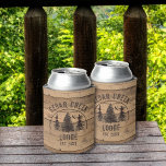 Rustic Wood Nature Trees Cabin Lodge Personalized Can Cooler<br><div class="desc">Rustic can cooler featuring brown country wood plank and scenic wilderness forest trees design personalized with your custom text. Ideal for a family cabin, lake house, rustic lodge and vacation home rental property merchandise or guest favour gifts. ASSISTANCE: For help with design modification or personalization, colour change, resizing, transferring the...</div>