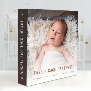 Rustic Wood Neutral Baby Photo Album 3 Ring  Binder