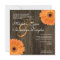 Rustic Wood Orange Daisy Square Wedding Invitation