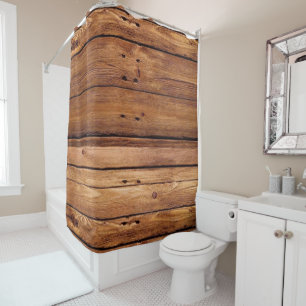 Rustic Wood Orange Shower Curtain