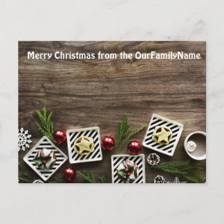 Rustic Wood Ornaments Christmas Customize Postcard