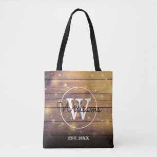 Rustic Wood Panels Monogram Tote Bag