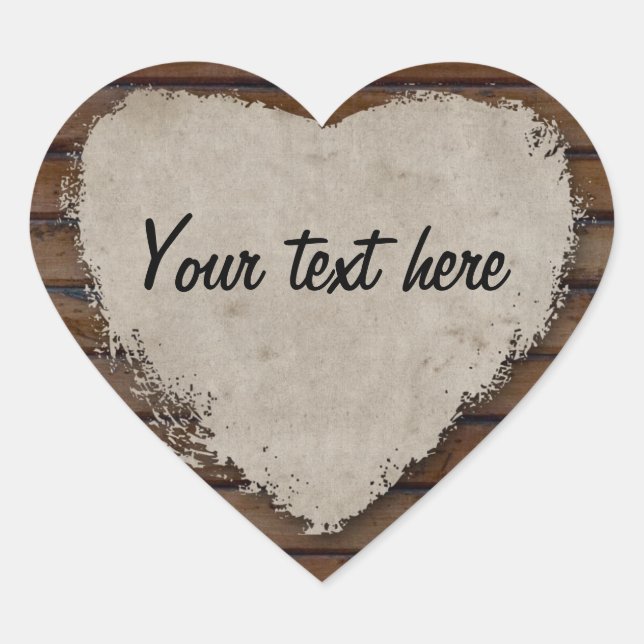 Rustic Wood Parchment Heart Sticker (Front)
