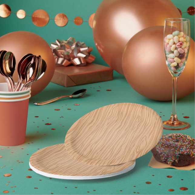 Rustic Wood Pattern 7 Inch Disposable Paper Plate (Multi)