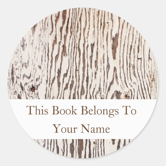 Rustic Wood Pattern Library Bookplate Classic Round Sticker (Front)
