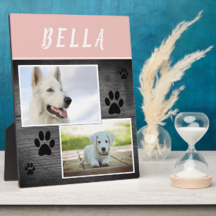 Rustic Wood Paw Print Pet Dog 2 Photo Plaque