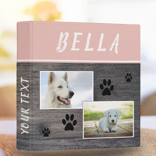 Rustic Wood Paw Print Pet Dog Photo Album Binder