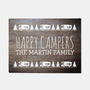 Rustic Wood Personalized Camping   Happy Campers Doormat