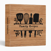Rustic Wood Personalized Cookbook Family Recipes