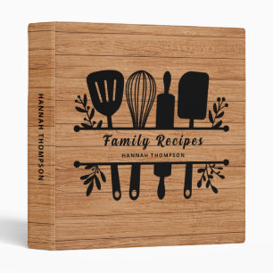 Rustic Wood Personalized Cookbook Family Recipes Binder