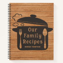 Rustic Wood Personalized Cooking Family Recipes