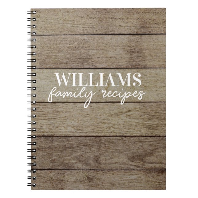 Rustic Wood Personalized Family Recipe Book (Front)