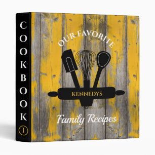 Rustic Wood Personalized Family Recipe Cookbook    Binder