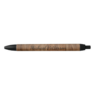Rustic Wood Personalized Name Black Ink Pen