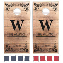 Rustic Wood Personalized Name Cornhole Set