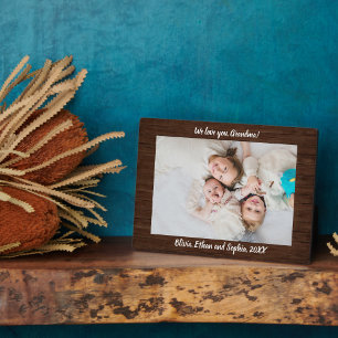Rustic Wood Personalized Name Photo Plaque