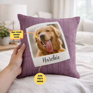 Rustic Wood Personalized Pet Photo Pillow for Mom
