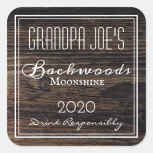 Rustic Wood Personalized Square Sticker