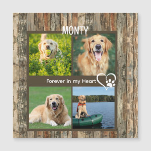 Rustic Wood Pet Keepsake Memorial Photo Collage 