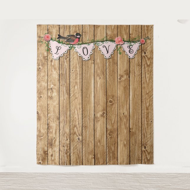 Rustic Wood Photo Backdrop Tapestry (Front)