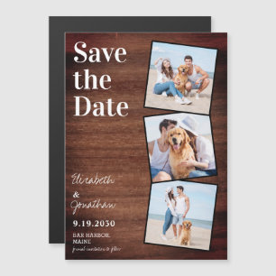 Rustic Wood Photo Collage Save The Date Magnetic Invitation