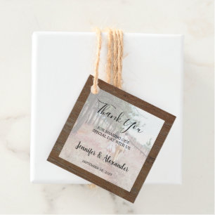 Rustic wood photo country Wedding Thank You Favour Tags