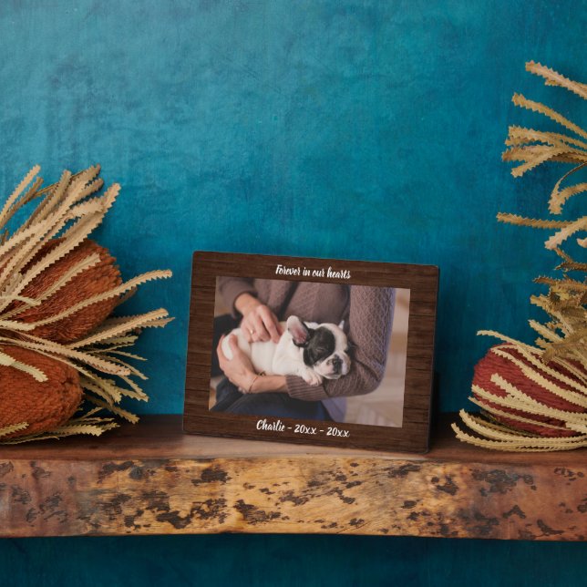 Rustic Wood Photo Dog Memorial Keepsake Plaque (Side)