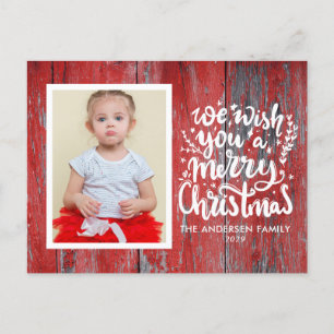 Rustic Wood Photo Joyeuse carte de Noël