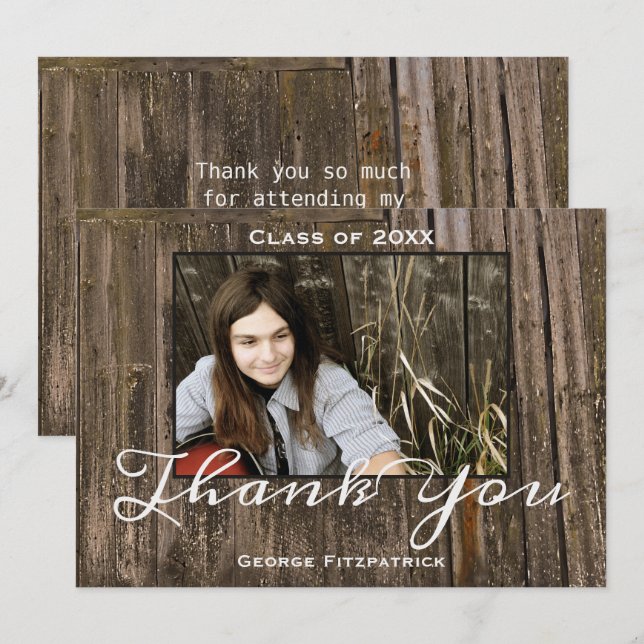 Rustic Wood Photo Template High School Graduation (Front/Back)