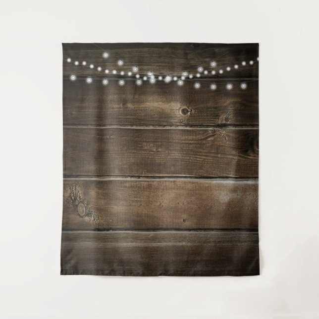 Rustic Wood Photo Textured Wedding Backdrop Tapestry (Front)