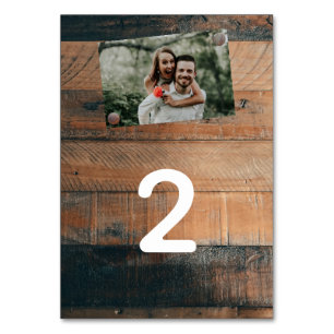 Rustic Wood Photo Wedding Table Number