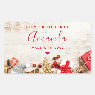Rustic Wood Photo with Christmas Items Kitchen Sticker
