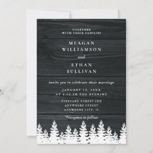 Rustic Wood Pine Trees Fall Autumn Winter Wedding Invitation