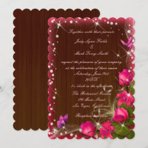 Rustic Wood Pink Floral Butterfly Wedding
