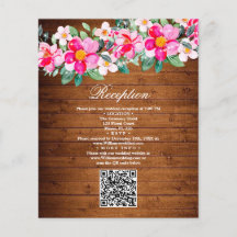 Rustic Wood Pink Floral Lights Wedding Invitation