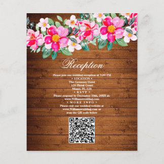 Rustic Wood Pink Floral Lights Wedding Invitation Flyer