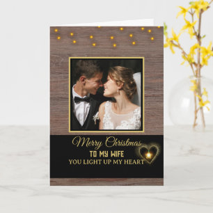 Rustic Wood plank  Merry Christmas to my Wife Card