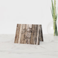 Rustic Wood Planks Heart Etching Thank You Card
