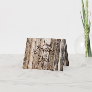 Rustic Wood Planks Heart Etching Thank You Card