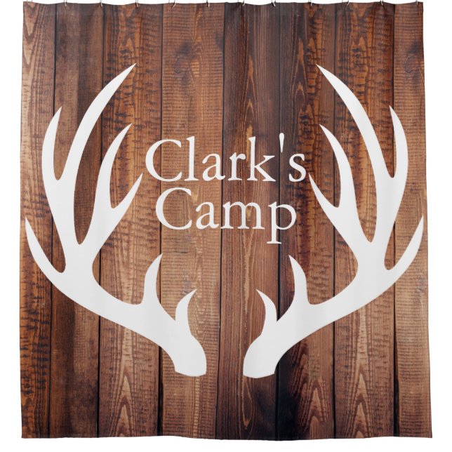 Rustic Wood Planks White Deer Antlers | Custom (Front)